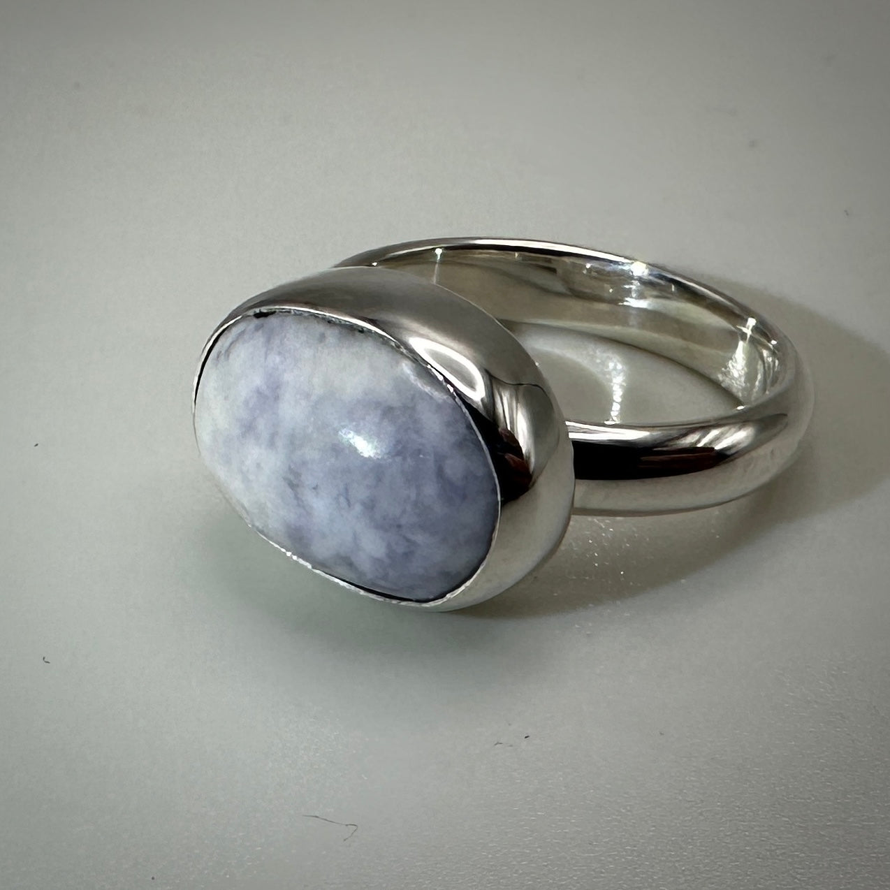Lavender Jade Sterling Silver Ring size 8 band