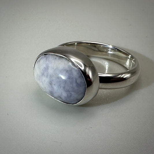 Lavender Jade Sterling Silver Ring size 8 band