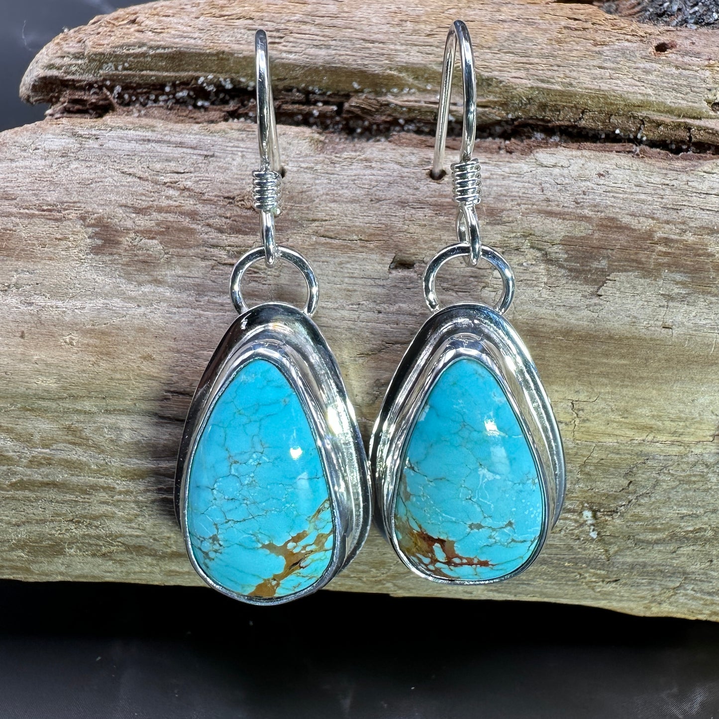 Number 8 Mine (NV) Turquoise Sterling Silver Earrings