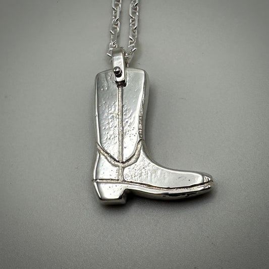 Heavy solid Sterling Silver Boot Necklace