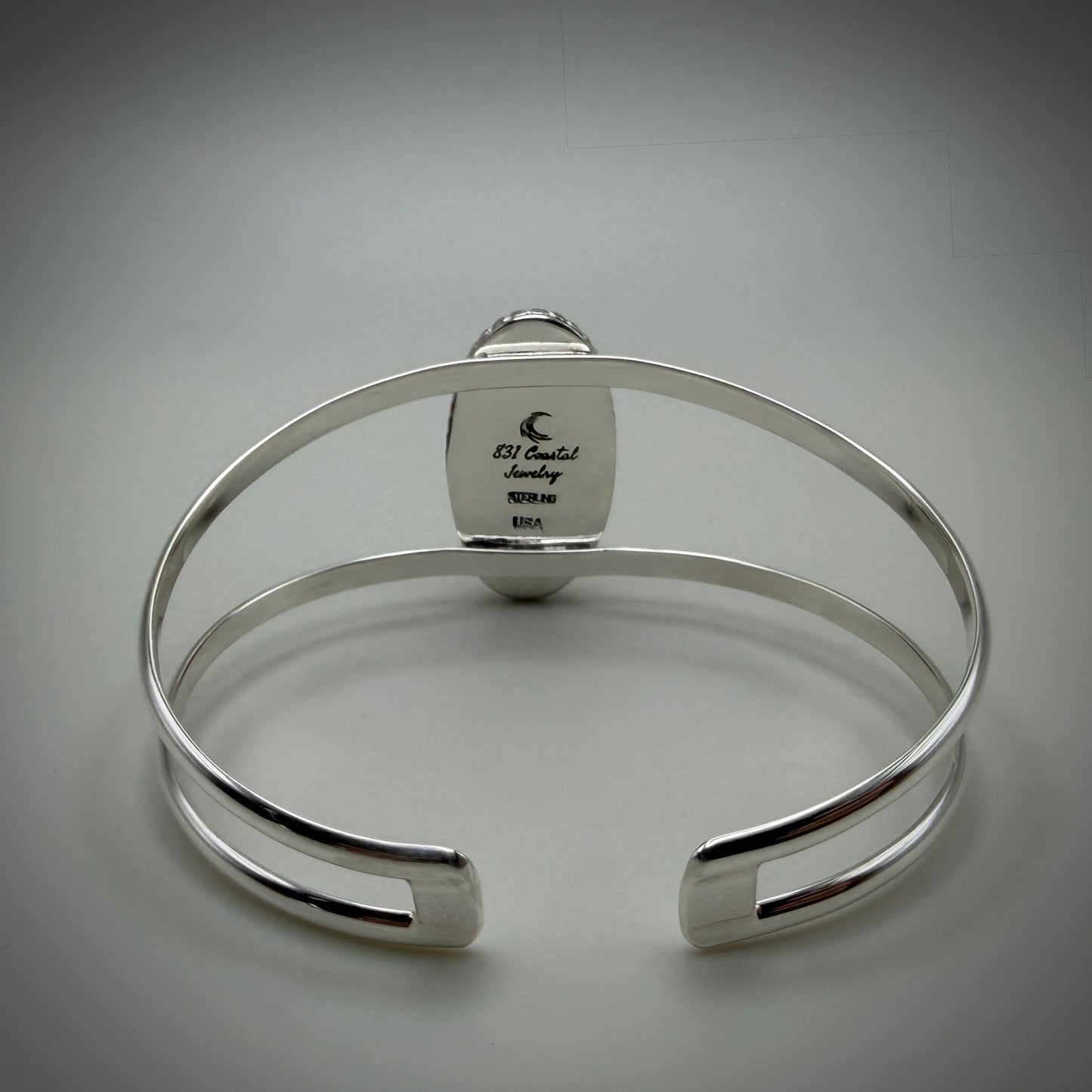 #8 Mine Turquoise Sterling Silver Heart Cuff Bracelet