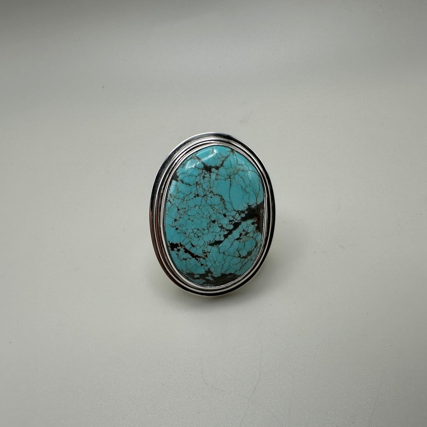 #8 Mine Turquoise in Sterling Silver size 7 band