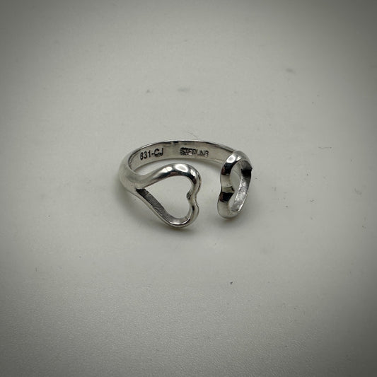 Valentines Sterling Silver Double Heart Ring