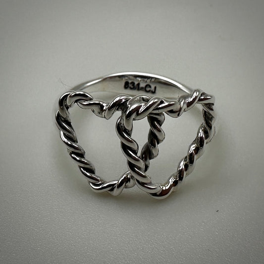 Sterling Silver Double Heart ring size 7 band