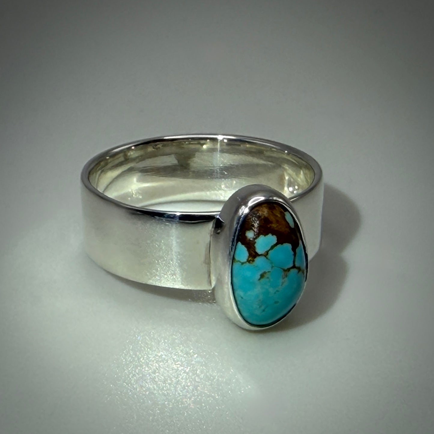 #8 Mine Turquoise in Sterling Silver size 11.75 band