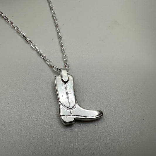 Heavy solid Sterling Silver Boot Necklace