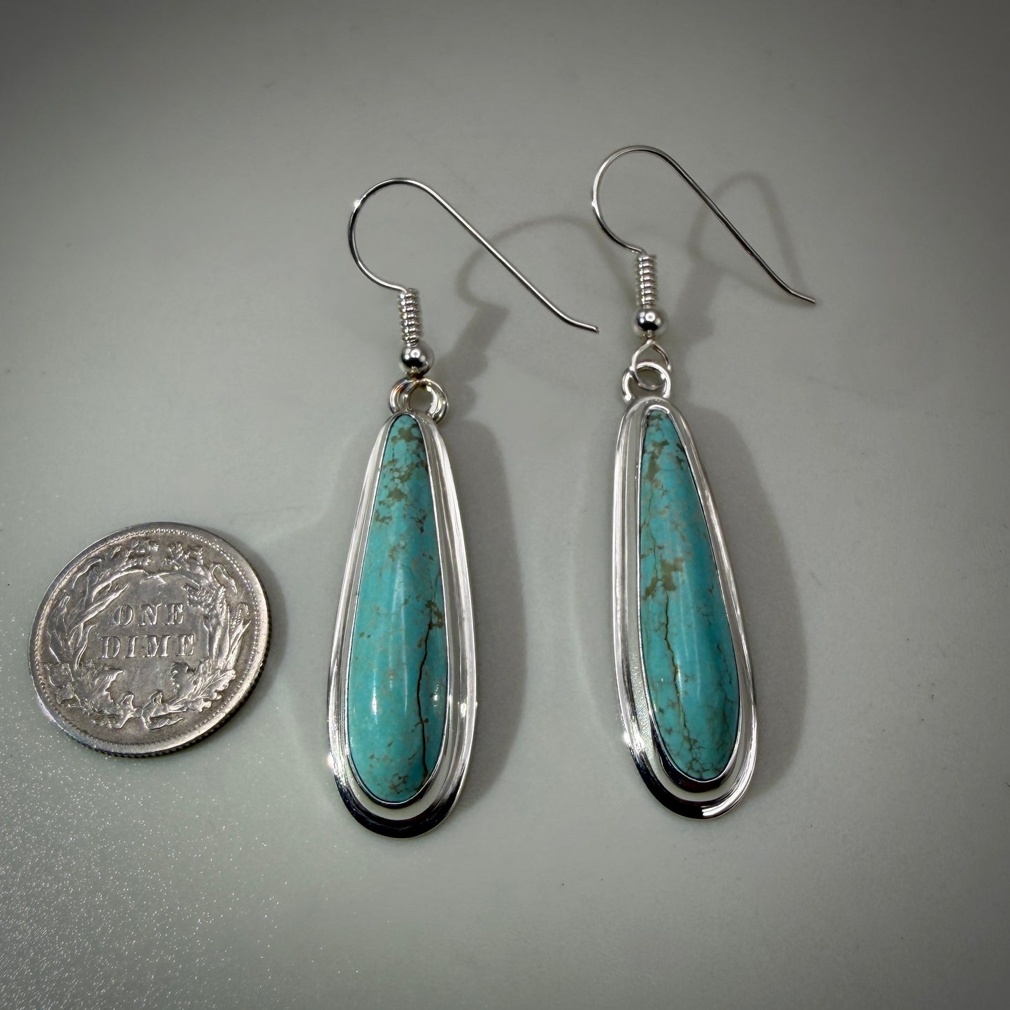 Number 8 Mine (NV) Turquoise Sterling Silver Earrings
