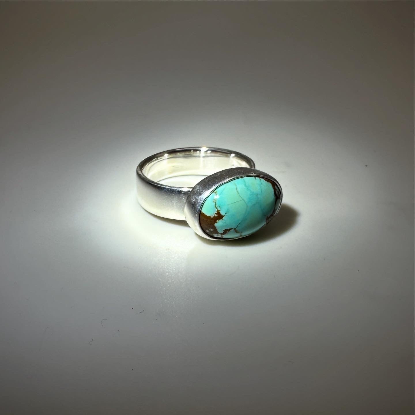 #8 Mine Turquoise in Sterling Silver size 7 band