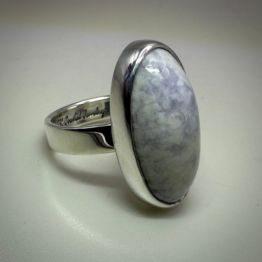Lavender Jade Sterling Silver Ring size 9 band