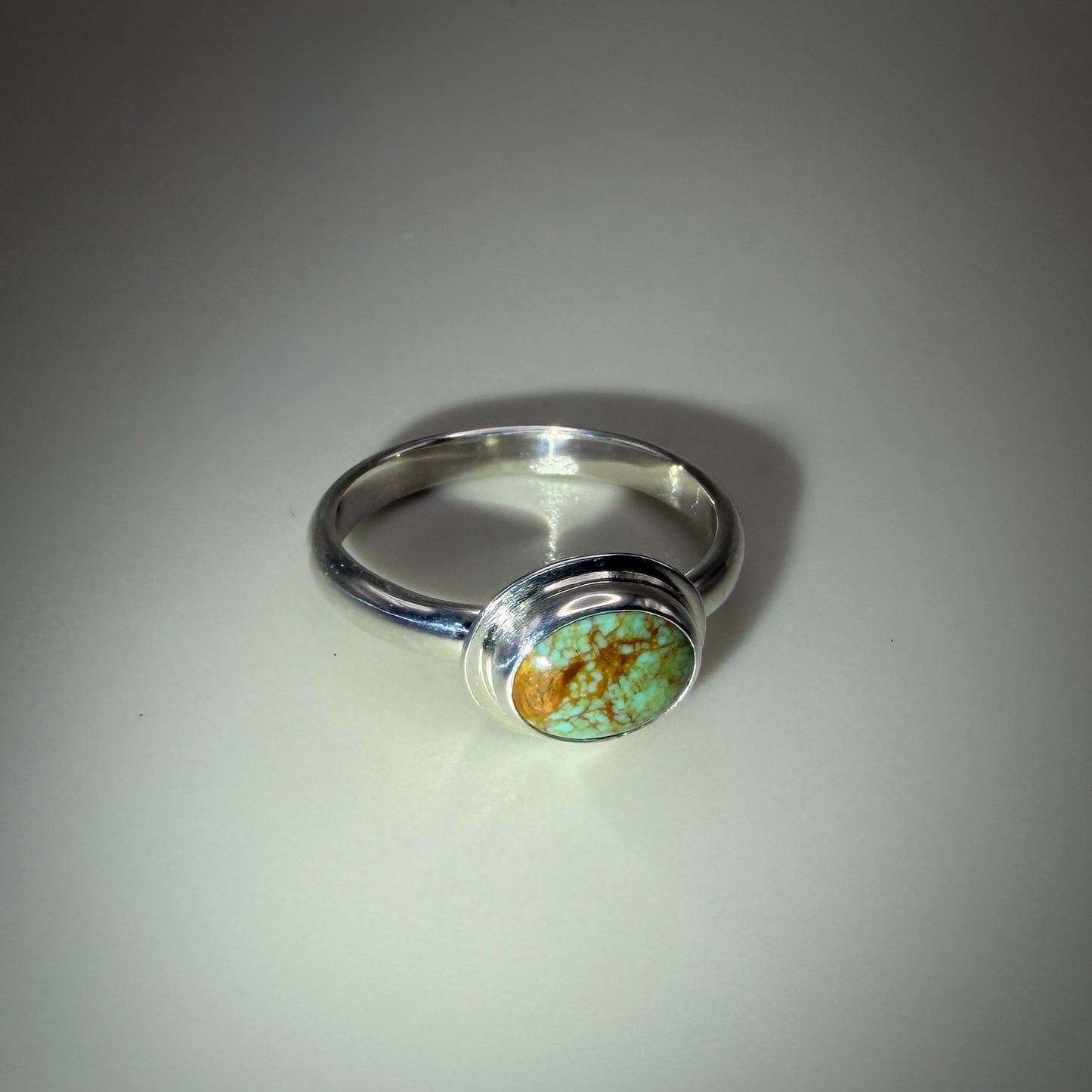 Kingman Turquoise set in Sterling Silver size 9 band