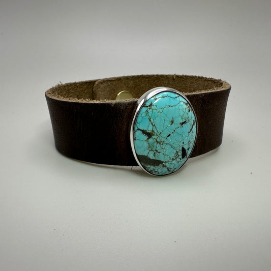 Number 8 mine Turquoise Leather Bracelet