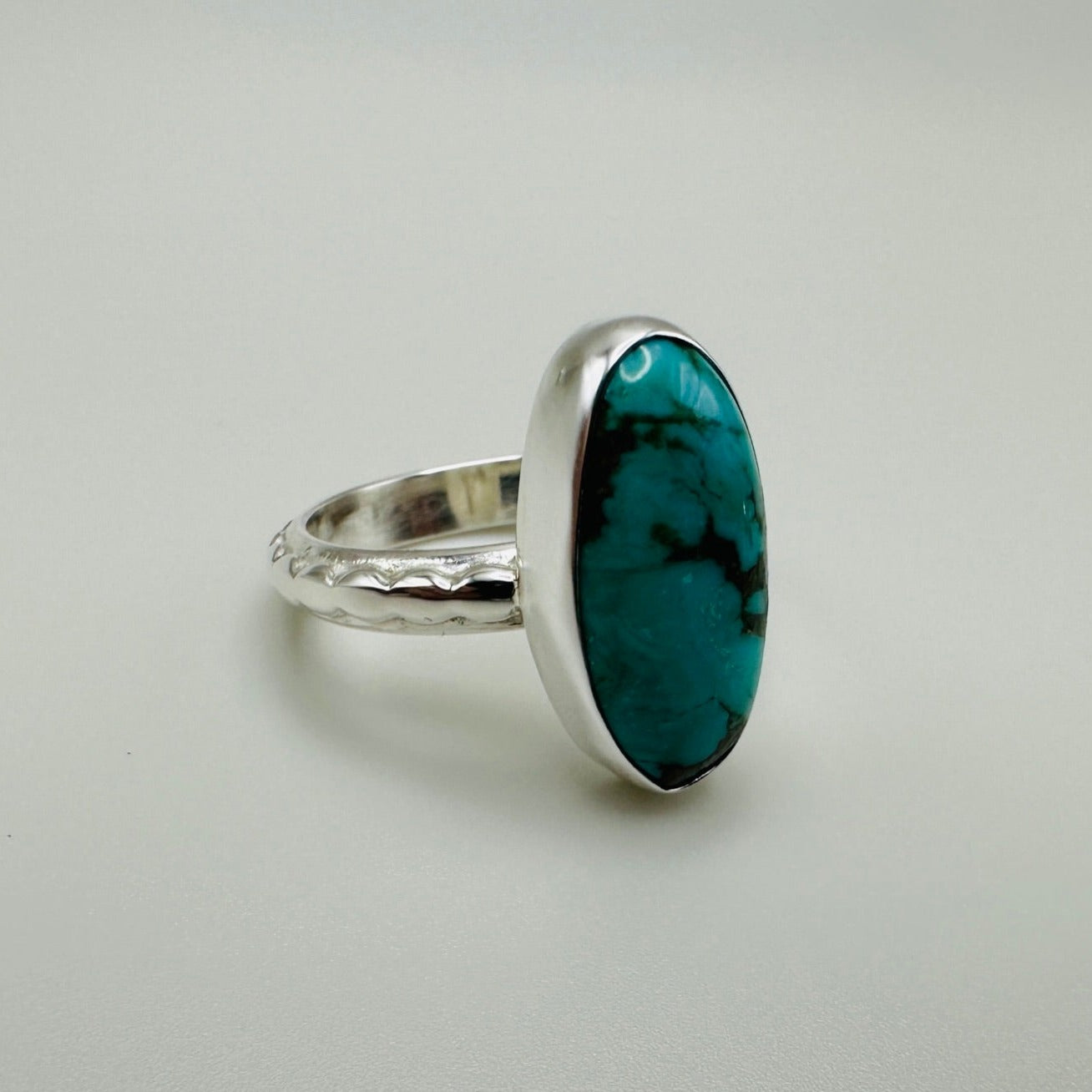 Kingman Turquoise Sterling Silver Ring, Size 7