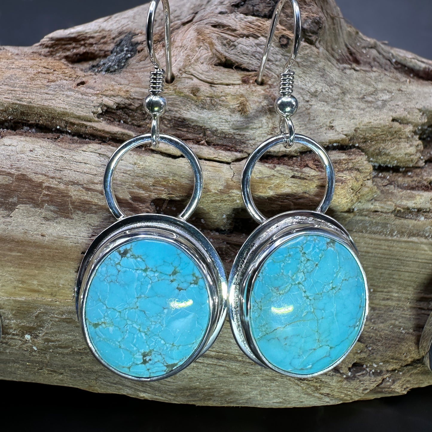 Number 8 Mine (NV) Turquoise Sterling Silver Earrings