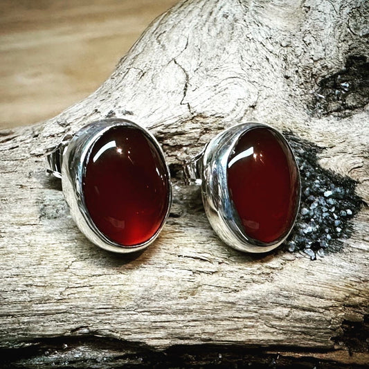 Carnelian post Sterling Silver Earrings