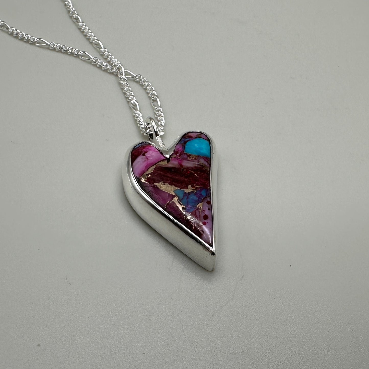 Kingman Purple Dahlia heart Necklace