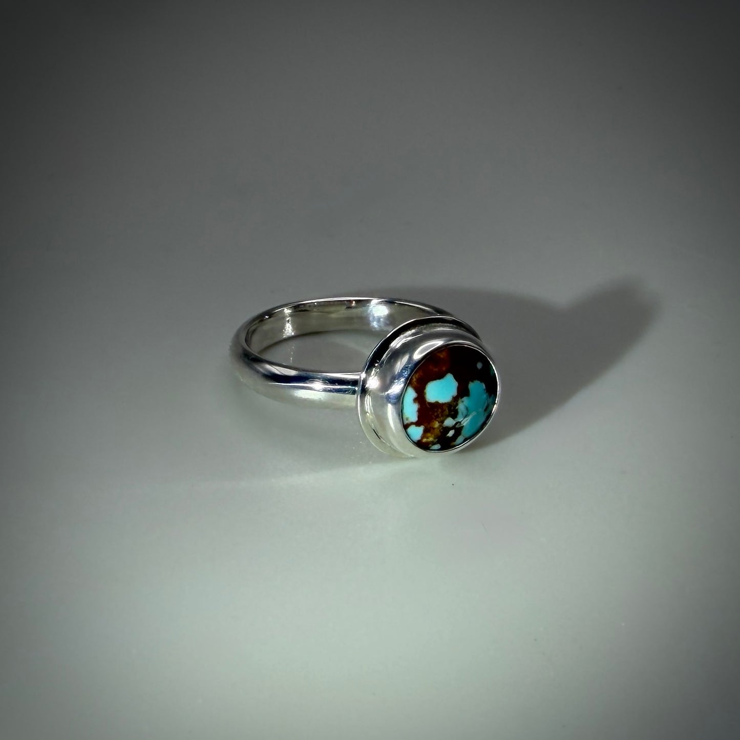 #8 Mine Turquoise in Sterling Silver size 6 band