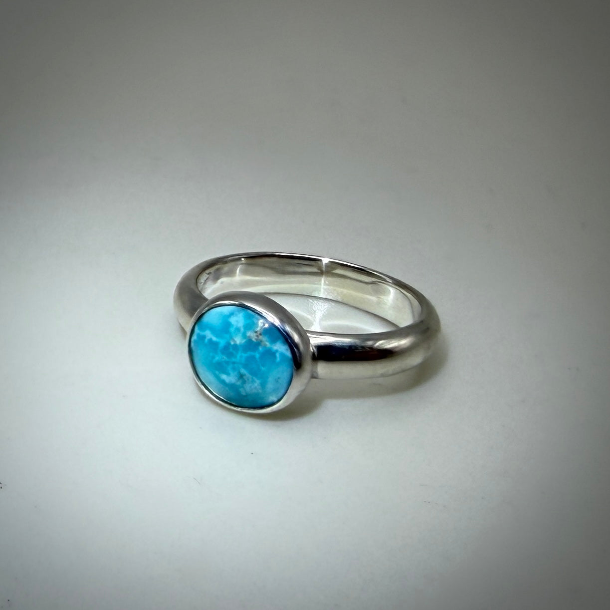 White Water Turquoise Sterling Silver Ring size 8 band
