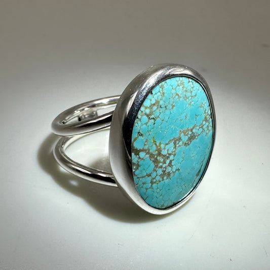 #8 Mine Turquoise in Sterling Silver size 9.5 band