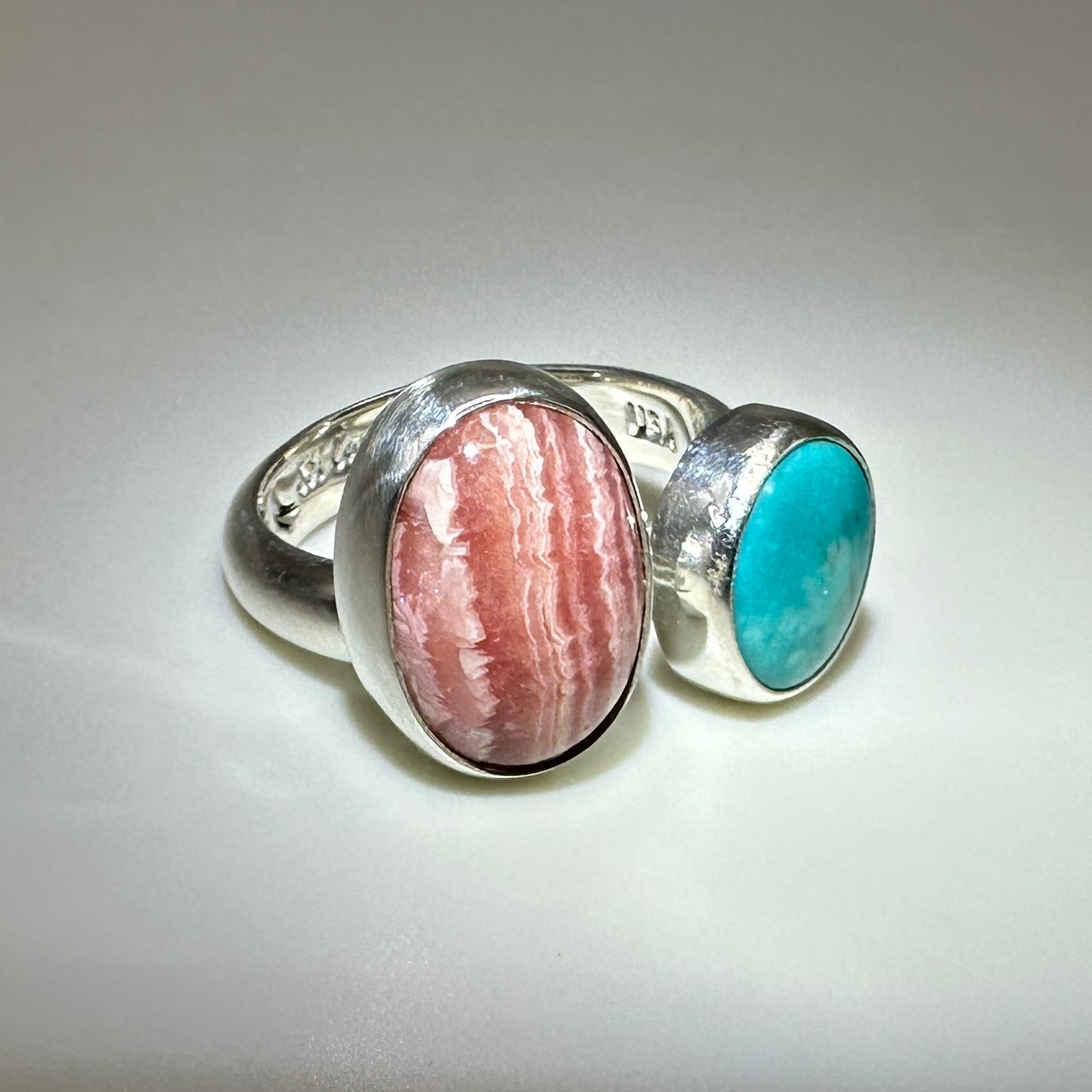 Double Stone Sterling Silver size 7 adjustable band