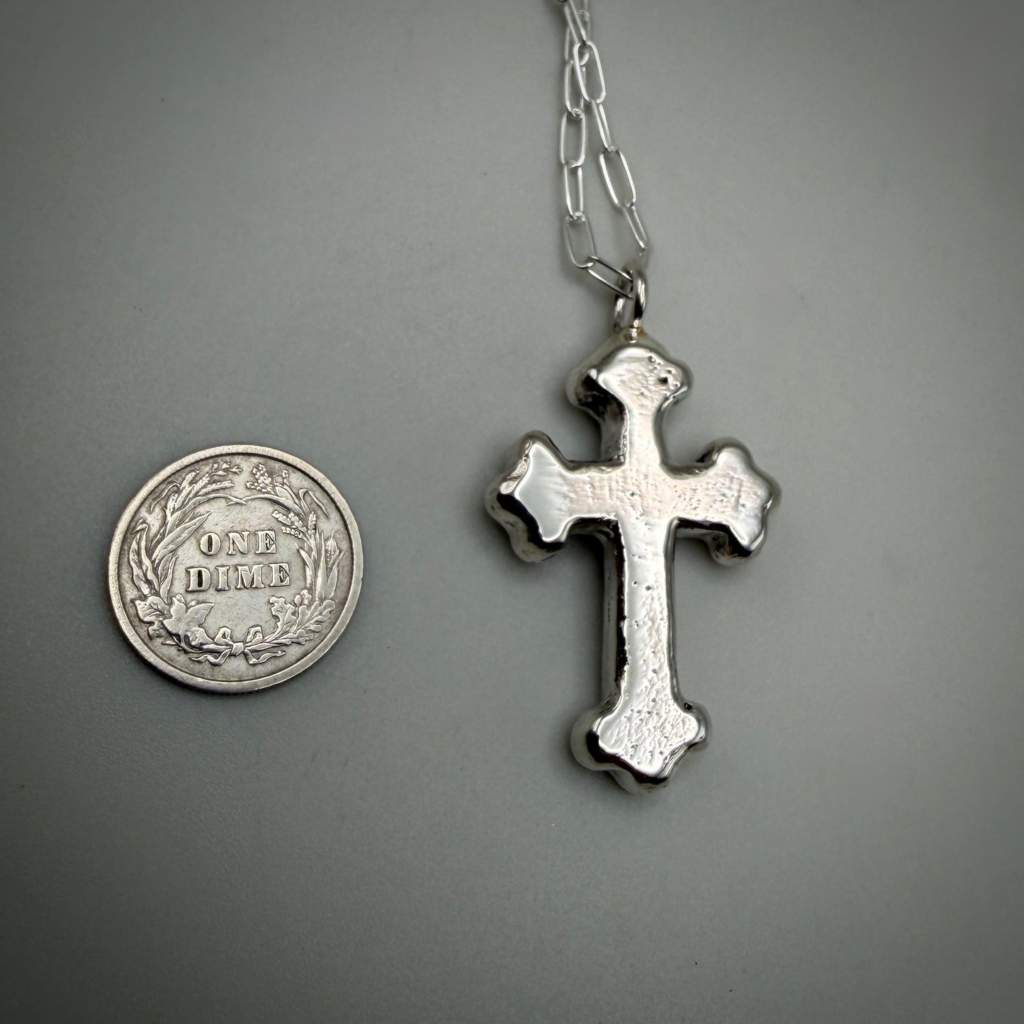Heavy solid Sterling Silver Religious Cross Necklace