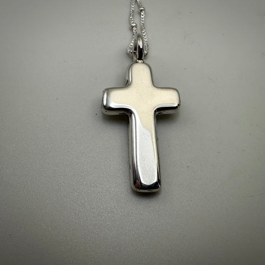 Cast Solid Sterling Silver Religious Cross Necklace