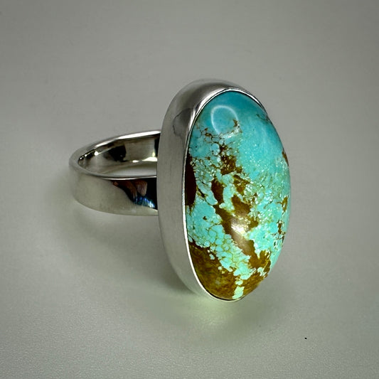 #8 Mine Turquoise in Sterling Silver size 7.5 band