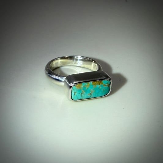 #8 Mine Turquoise in Sterling Silver size 4.5 band