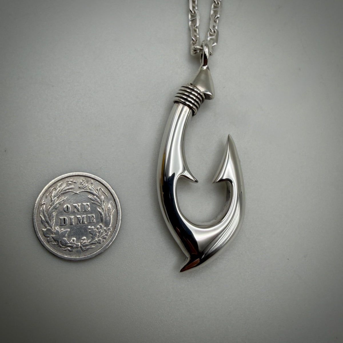 Cast Solid Sterling Silver Maui Hook Necklace