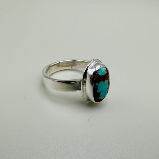 #8 Mine Turquoise Sterling Silver Ring, Size 7.5