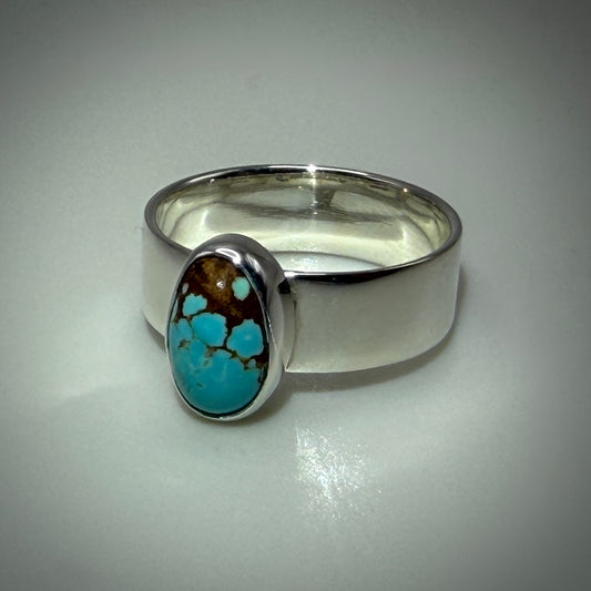 #8 Mine Turquoise in Sterling Silver size 11.75 band