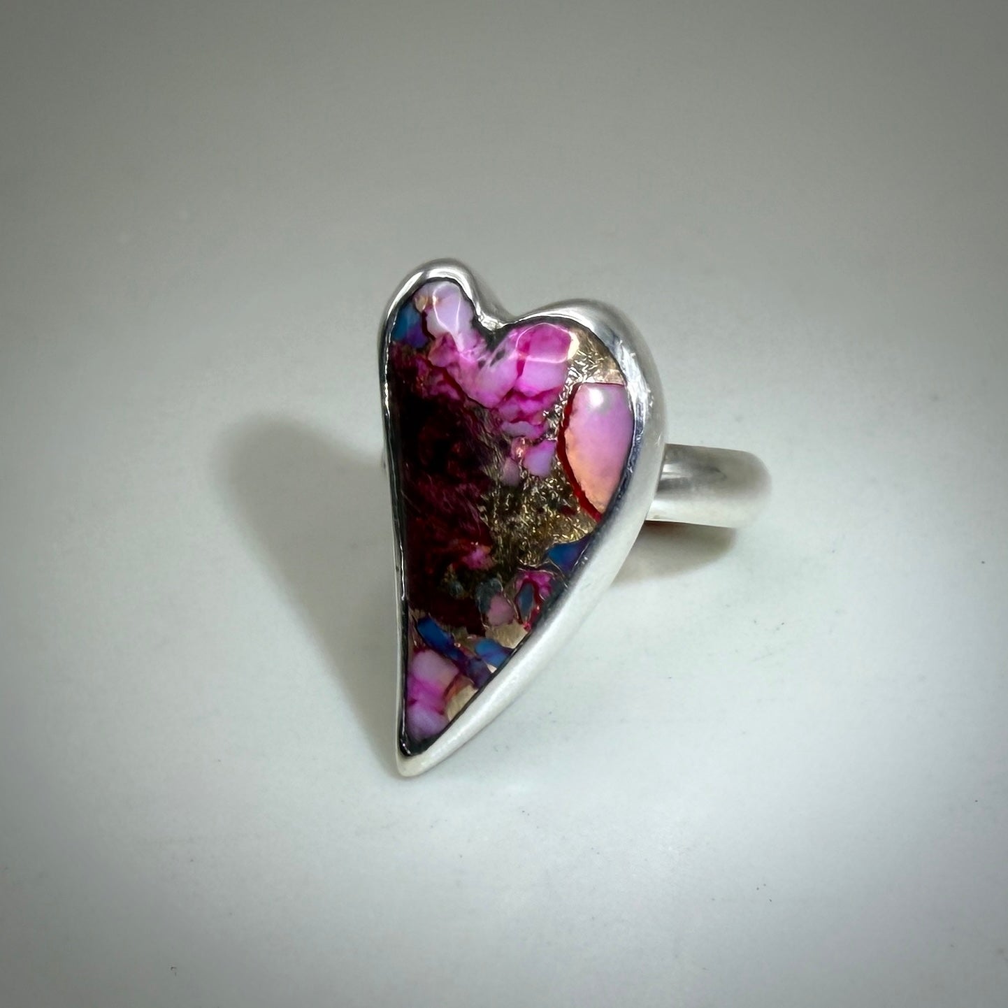 Purple Dahlia Heart Sterling Silver Ring size 6