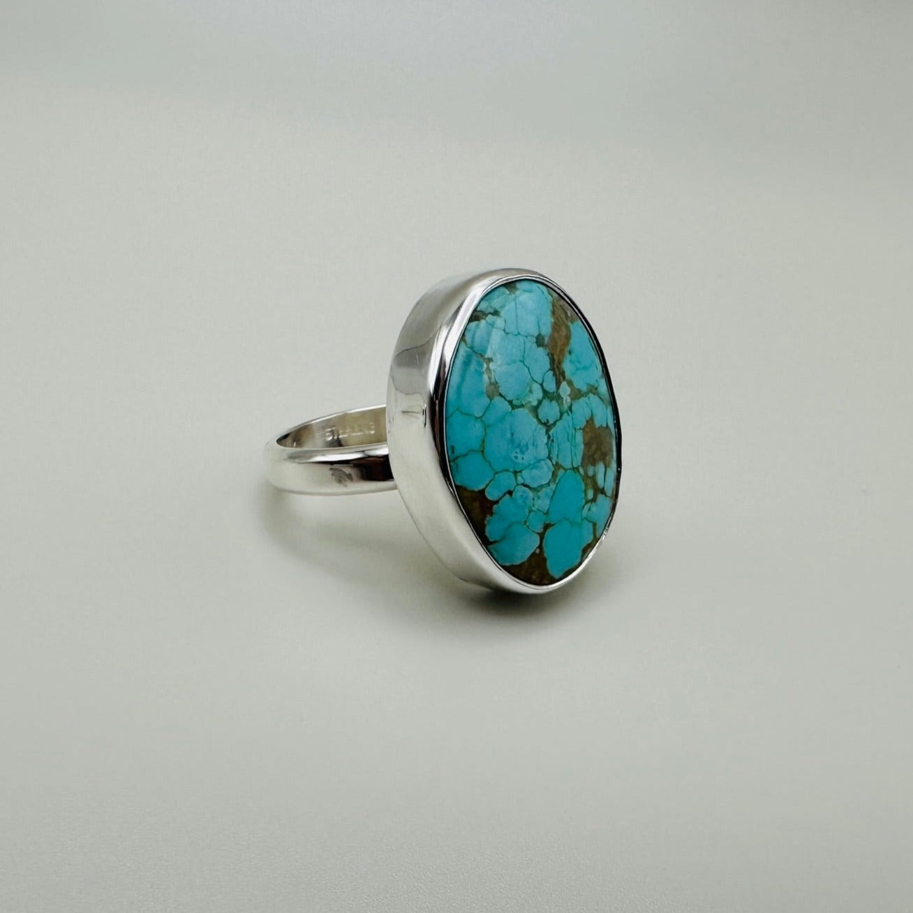 #8 Mine Turquoise Sterling Silver Ring, Size 7