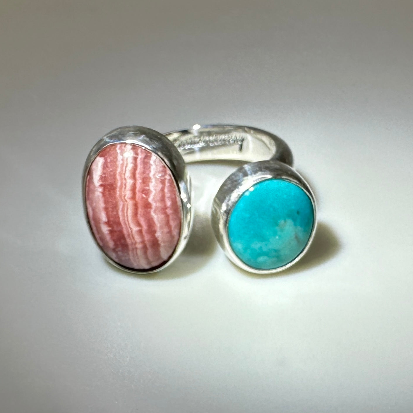 Double Stone Sterling Silver size 7 adjustable band