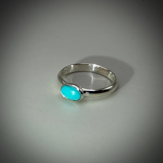 Sleeping Beauty Turquoise Sterling Silver Ring size 5.25