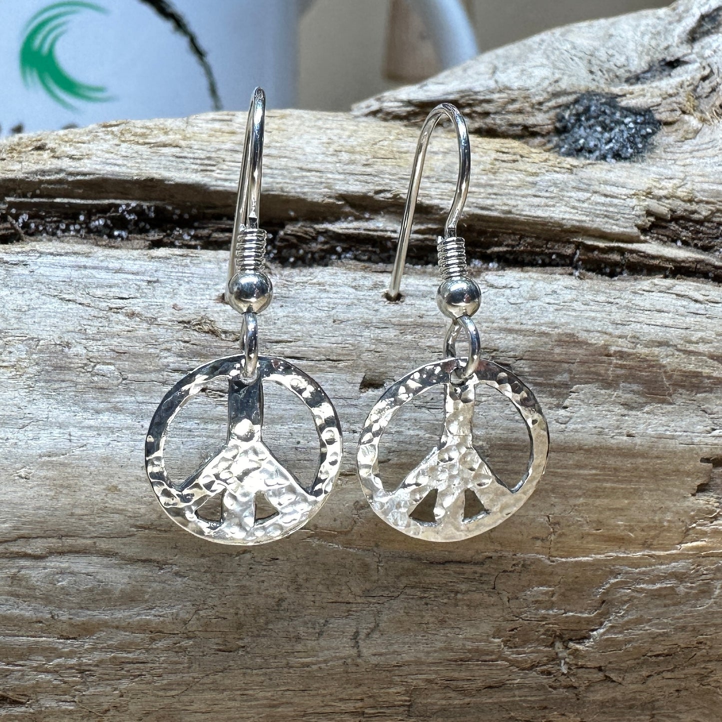 Peace Sign Sterling Silver Earrings