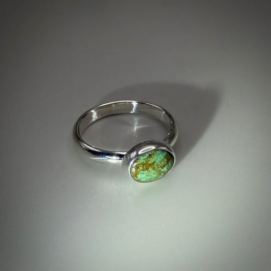 Kingman Turquoise set in Sterling Silver size 7.5 band