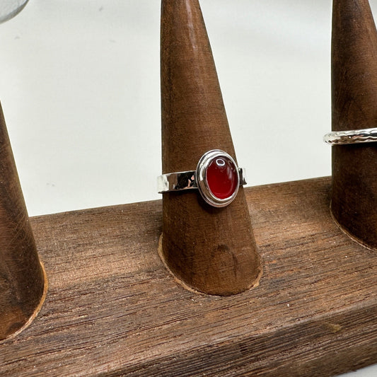 Carnelian Sterling Silver Ring size 9.5 Band