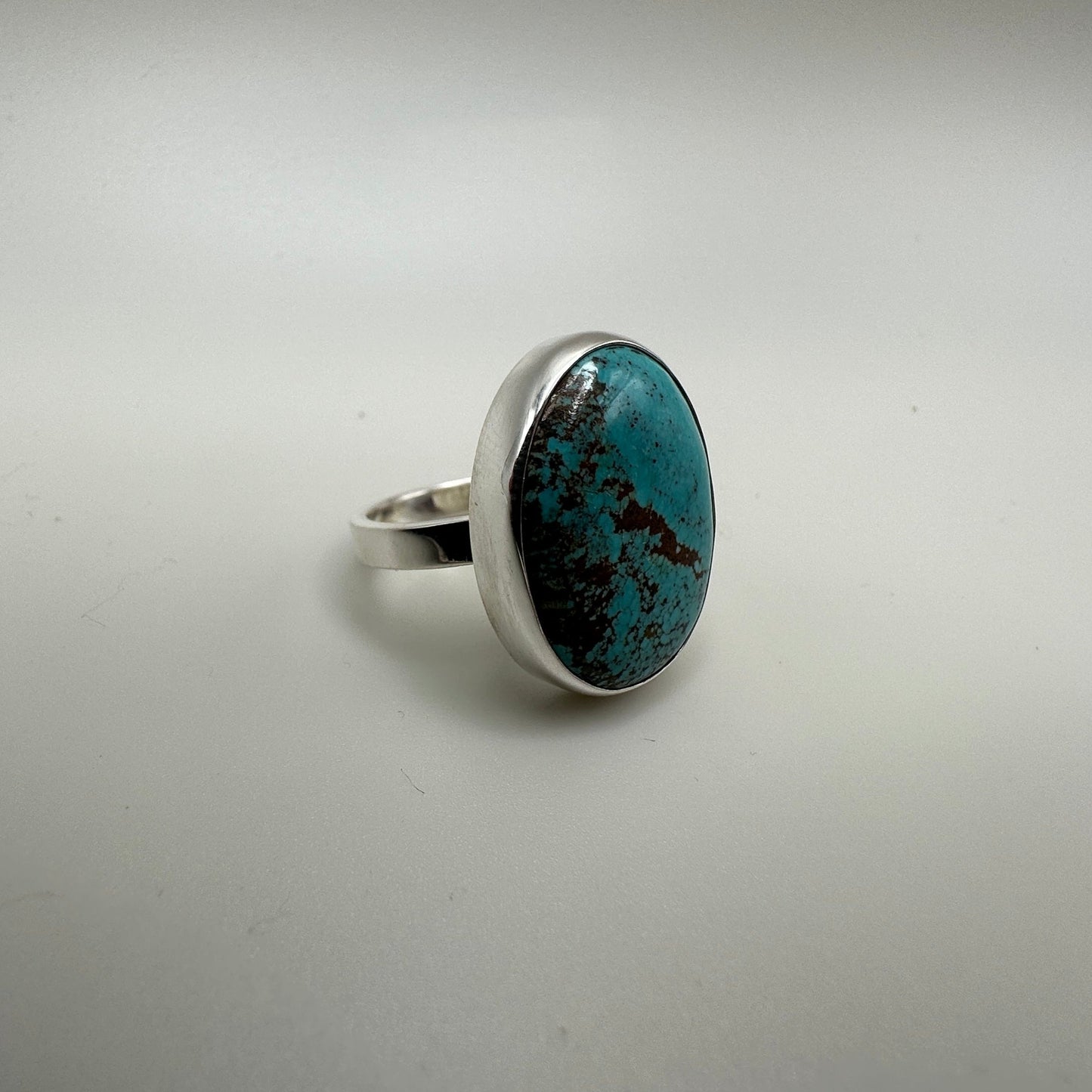 #8 Mine Turquoise in Sterling Silver size 7.75 band