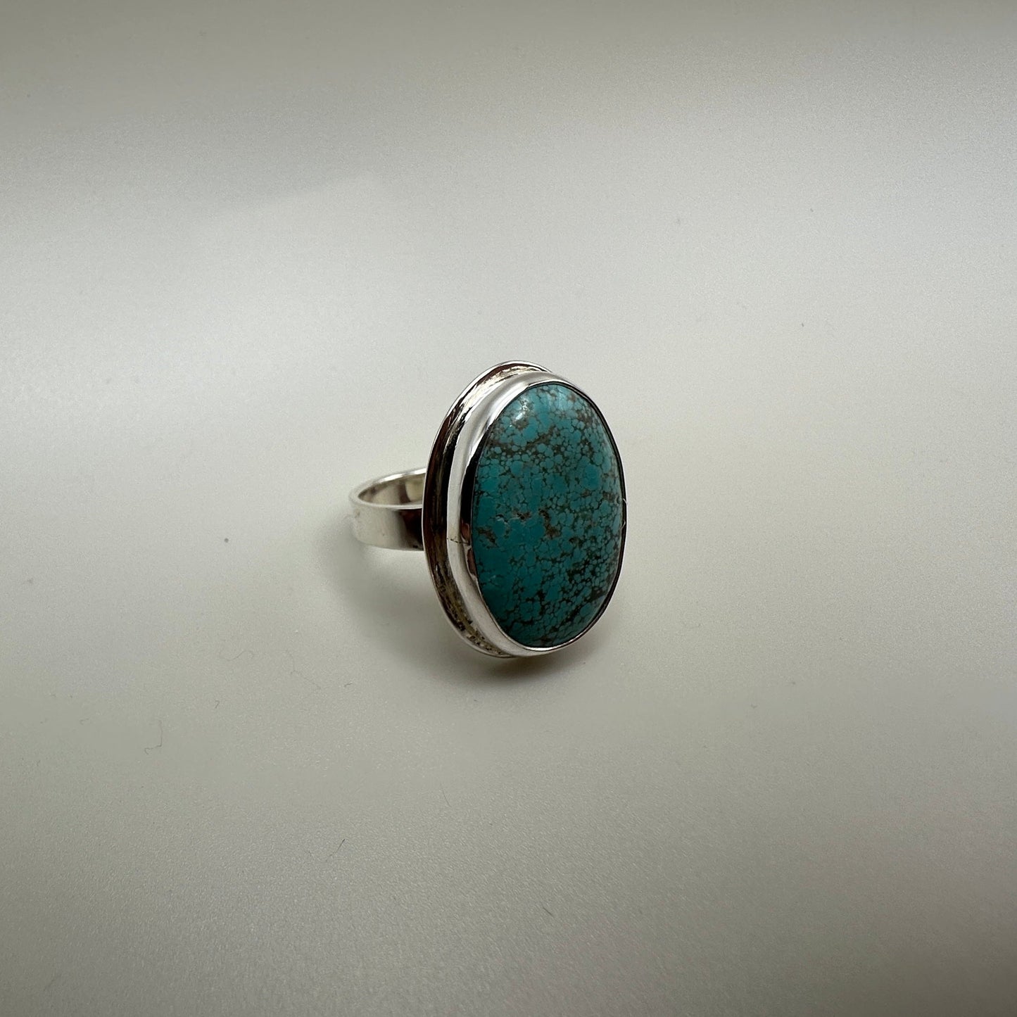 #8 Mine Turquoise in Sterling Silver size 7.5 band