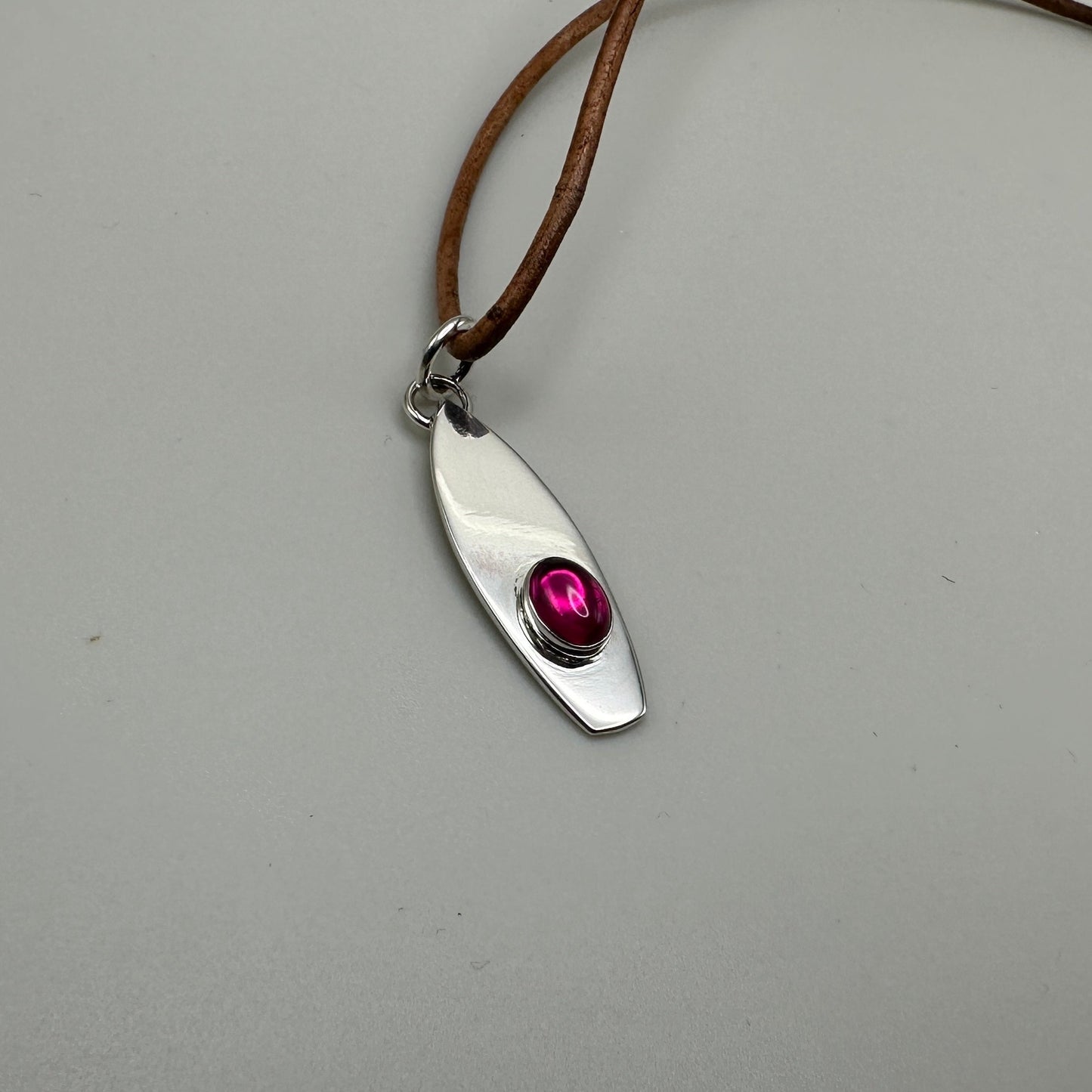 Ruby Surfboard necklace on 20" leather cord