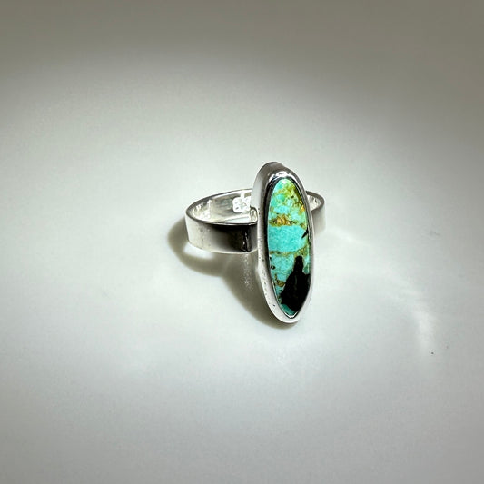 Hubei Turquoise Sterling Silver Ring, Size 5