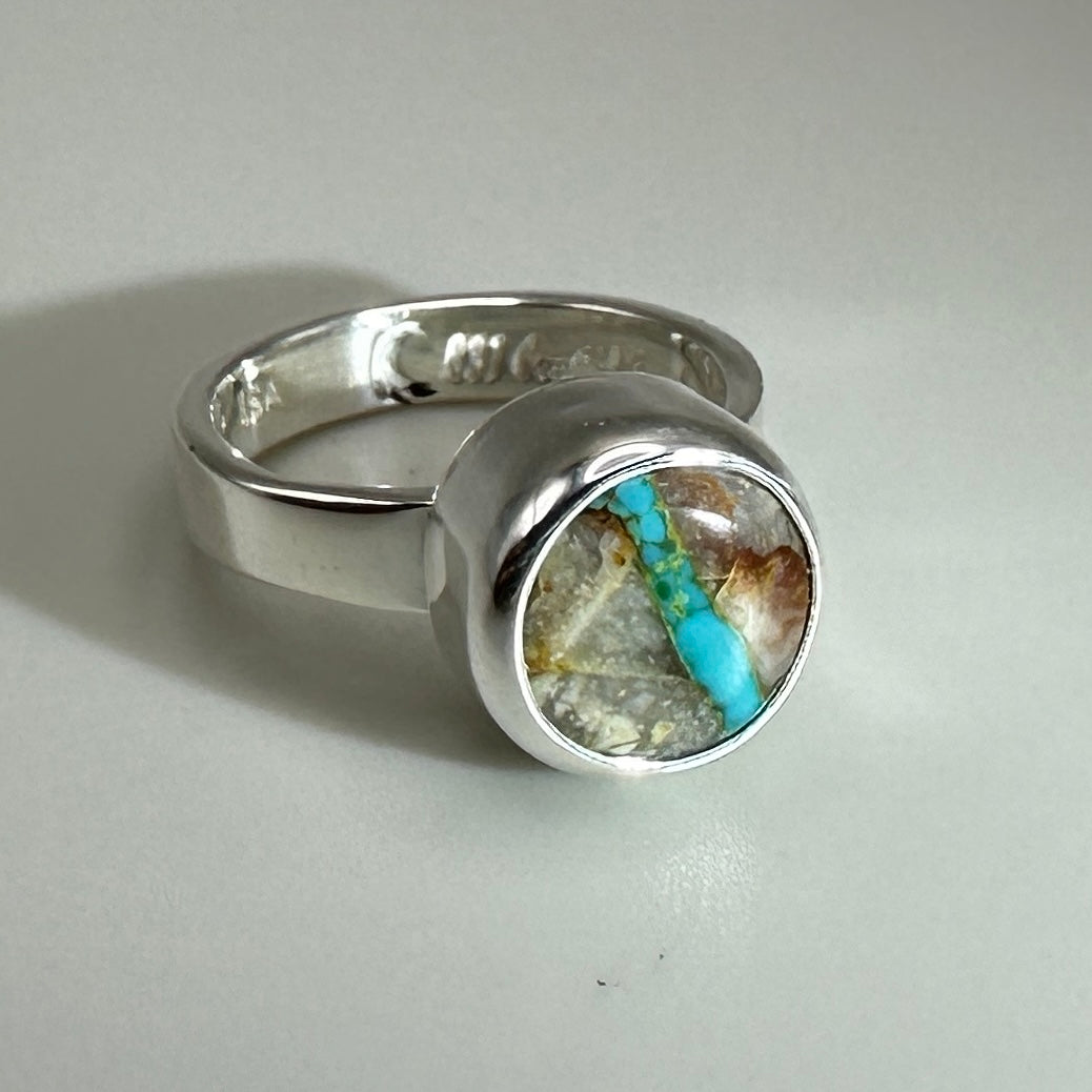 Royston Ribbon Turquoise Sterling Silver Ring, Size 5.5