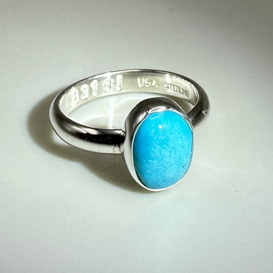 Sleeping Beauty Turquoise Sterling Silver Ring, Size 6