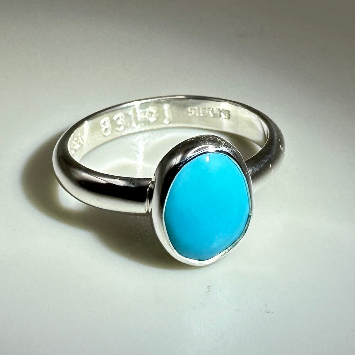 Sleeping Beauty Turquoise Sterling Silver Ring, Size 6.5