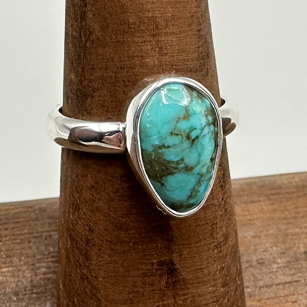 Kingman Turquoise Sterling Silver Ring, Size 6.5