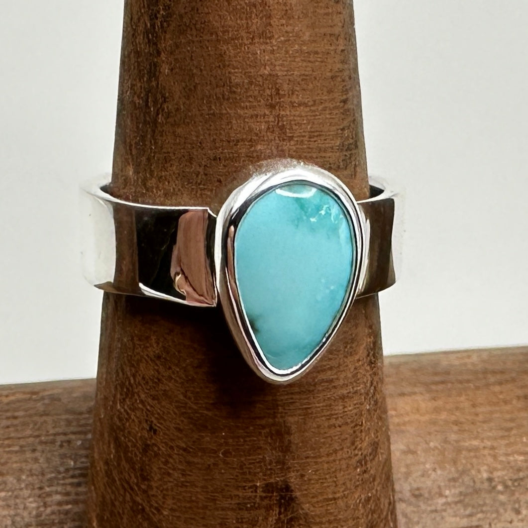 Godber Burnham Turquoise Sterling Silver Ring, Size 6.5