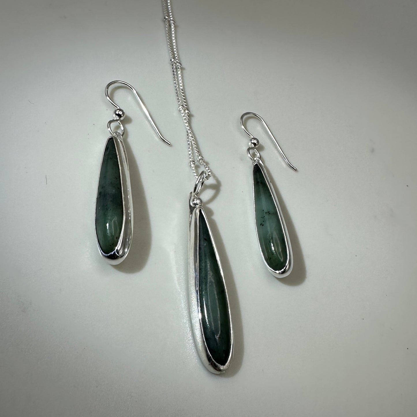 Indonesian Jade Earring and Necklace Set