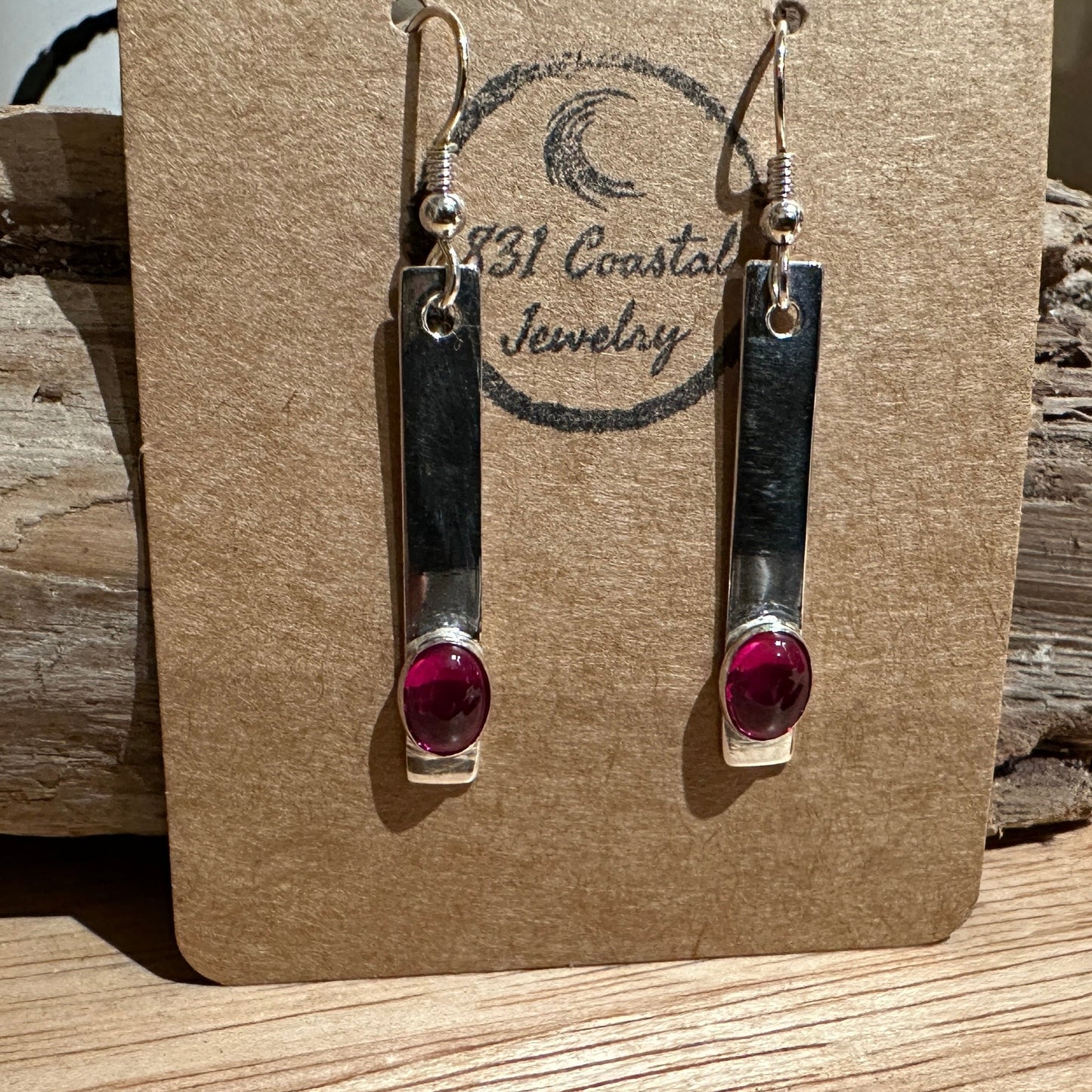 Ruby (Synthetic) Sterling Silver Earrings