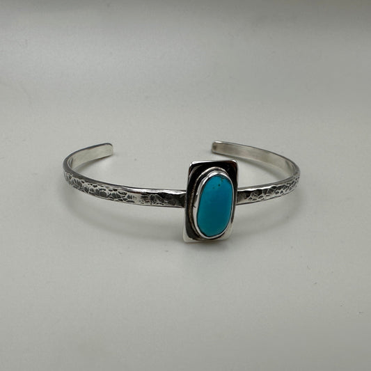 Sleeping Beauty Turquoise Petite Sterling Silver Cuff Bracelet 5"