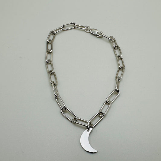 Moon adjustable charm Branklet, Sterling Silver